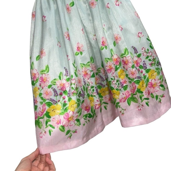 Nannette Kids Girl's Size 5T Formal Fit & Flare Dress Floral Keyhole Back Sash - Picture 2 of 7